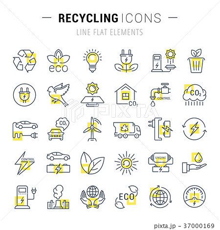 Set Vector Flat Line Icons Recycling 37000169