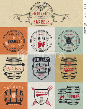 Set of Vector Cask Alcohol Emblems Set of Vector Cask Alcohol Emblems 37000171