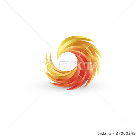 Phoenix bird and fire vector colorful icon 37000348