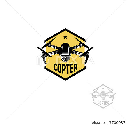 Isolated hexagon shape yellow color quadrocopter 37000374