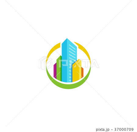 Isolated colorful real estate agency logo, house 37000709