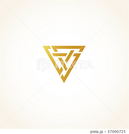 Isolated abstract golden color triangles contour 37000725