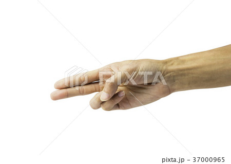 Hand making a gun gesture isolated on white 37000965