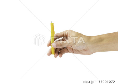 Hand holding candle isolated on white background Hand holding candle isolated on white background 37001072
