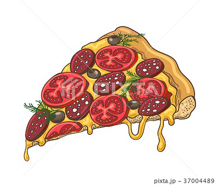 Pizza slice icon on white 37004489