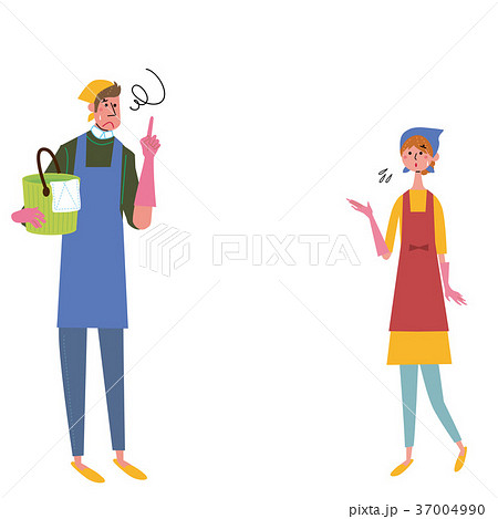 大掃除 掃除 イラスト 男女のイラスト素材