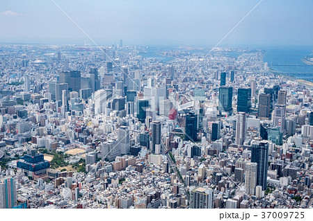 大阪梅田 空撮の写真素材