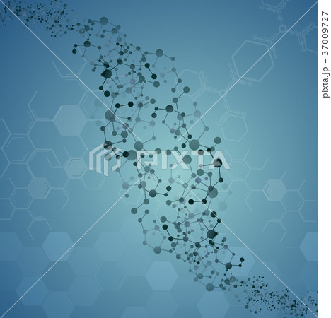 Molecular illustration on blue background 37009727
