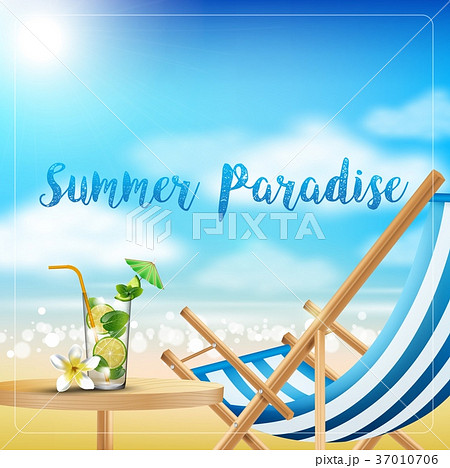 Holiday on beach summer with drinks on the table Holiday on beach summer with drinks on the table 37010706