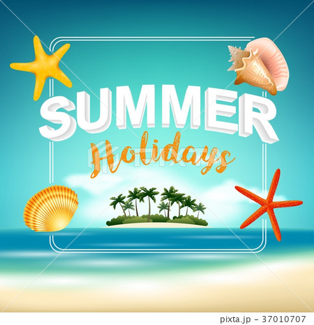 Summer holiday on beach view poster Summer holiday on beach view poster 37010707