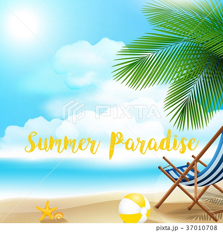 Holiday on beach summer with drinks on the table Holiday on beach summer with drinks on the table 37010708