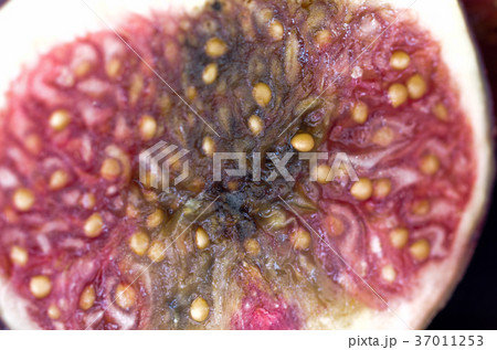 The inside of the fig. Fig in the section. Macro. 37011253
