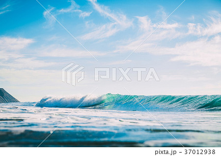 Blue wave in ocean. Swell for surfing in sea 37012938