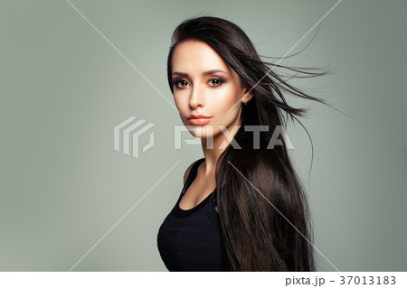 Beautiful Girl Fashion Model with Long Hair Beautiful Girl Fashion Model with Long Hair 37013183
