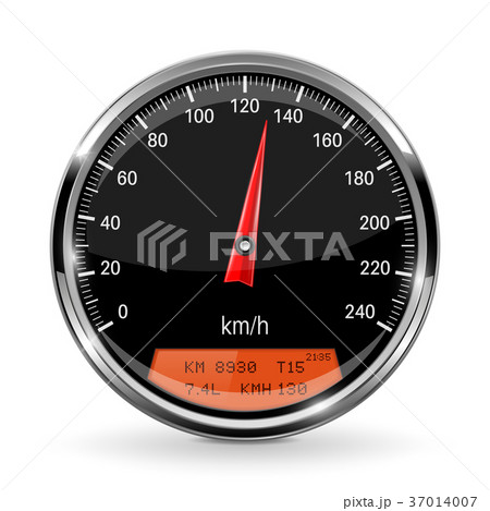 Speedometer. Round gage with metal frame Speedometer. Round gage with metal frame 37014007