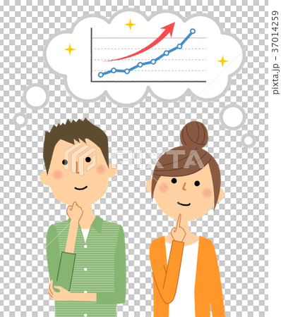 Young couple imagining a graph going up right 37014259