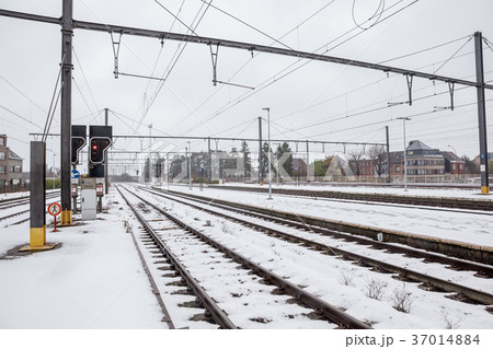 train station in the snow 37014884