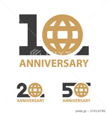 10 20 50 years anniversary globe number vector 37019790