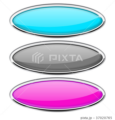 Oval glass buttons with chrome frame. Colored set Oval glass buttons with chrome frame. Colored set 37020765