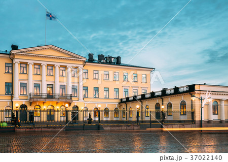 Helsinki, Finland. Presidential Palace In Evening Helsinki, Finland. Presidential Palace In Evening 37022140