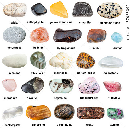 collection of natural mineral gem stones with name 37023049
