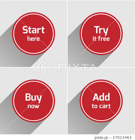 Red round flat web buttons set 37023463