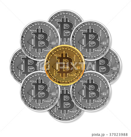 Set of gold and silver bitcoins 37023988