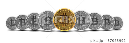 Set of gold and silver bitcoins 37023992
