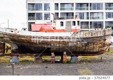 old ship on street in Reykjavik city 37024077
