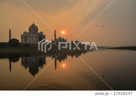 インドのアーグラー 世界遺産のタージマハルと夕日 インドのアーグラー 世界遺産のタージマハルと夕日 37026547