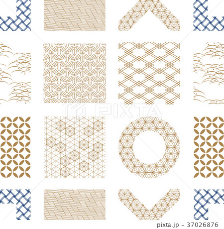 Japanese pattern vector. Gold geometric background Japanese pattern vector. Gold geometric background 37026876