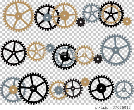 いろいろな歯車の組み合わせのイラスト素材