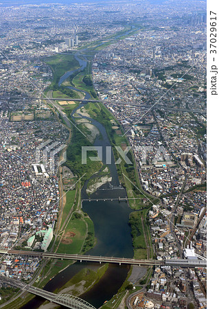 川崎市多摩区登戸上空から二子玉川方向を空撮 川崎市多摩区登戸上空から二子玉川方向を空撮 37029617