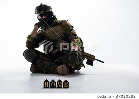 Serene soldier longing for native land 37030588