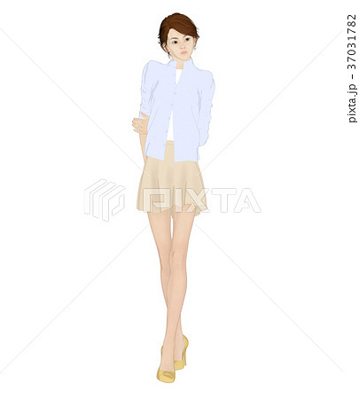 ポーズする女性　ファッション　perming2DCG イラスト素材 37031782