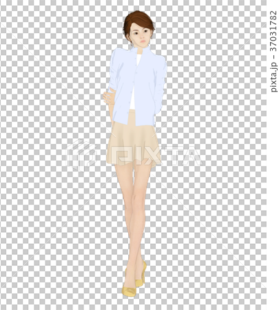 ポーズする女性　ファッション　perming2DCG イラスト素材 37031782