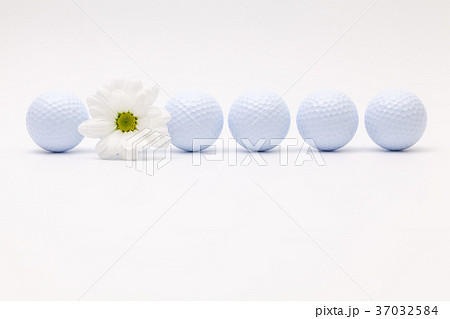 White golf balls and sping flower  37032584