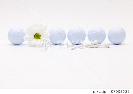White golf balls and sping flower  37032585