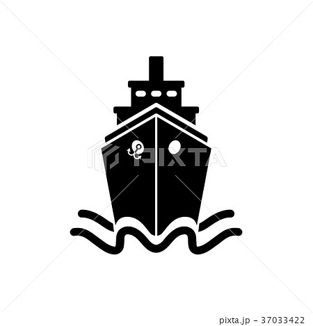 Ship icon in flat style. Black pictogram on white Ship icon in flat style. Black pictogram on white 37033422