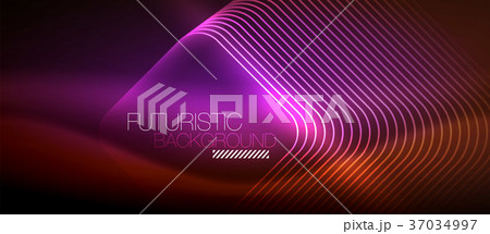 Neon glowing techno lines 37034997