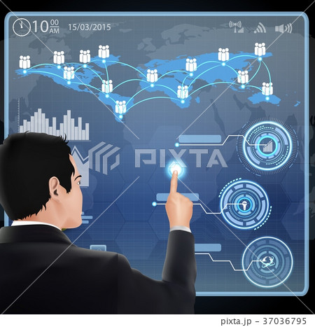Businessman presses interface 37036795
