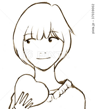 ハートマークを持つ女性 37039002