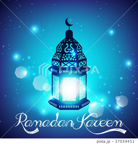 Light blue ramadan kareem background with Iantern  37039451