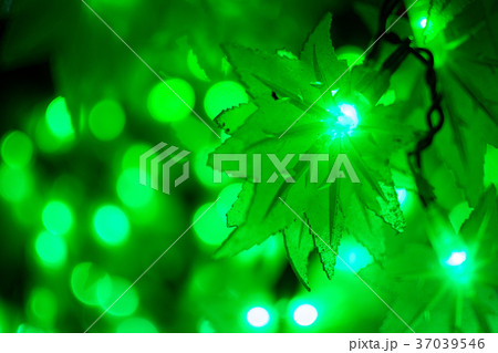 Bokeh light green defocus at night abstract. 37039546
