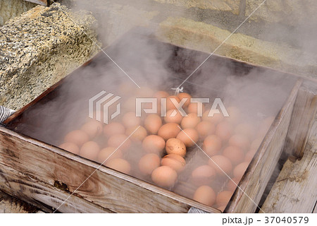 温泉たまご　温泉地風景　温泉旅行　山川砂むし温泉 37040579