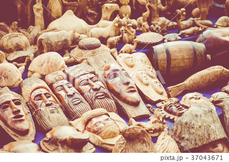 African masks, Morocco. Gift shop in Agadir. African masks, Morocco. Gift shop in Agadir. 37043671