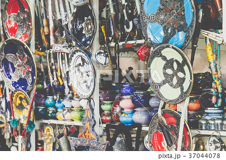 Shining moroccan metal lamps and souvenirs 37044078