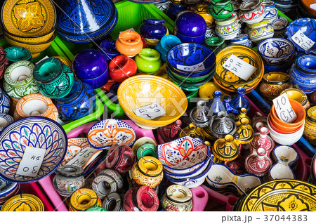 Selection of very colorful Moroccan tajines Selection of very colorful Moroccan tajines 37044383