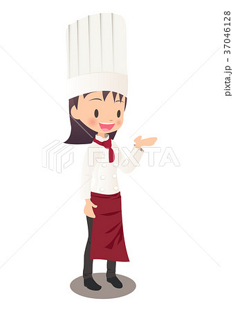 接客する女性シェフのイラスト画像 37046128