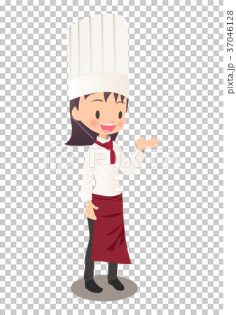 接客する女性シェフのイラスト画像 37046128